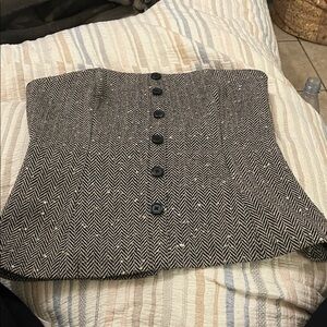 Black and beige Herringbone CAMI NYC Corset Top, size 4